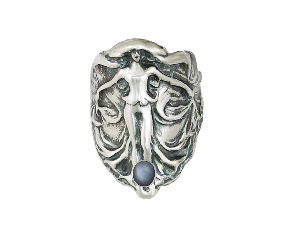 Sterling Silver First Lady of the Realm Ring With Grey Moonstone Size 10